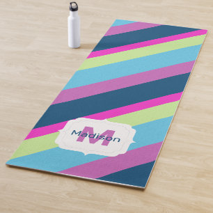 Tapete De Yoga Divertimento de verão limão cor-de-rosa azul Linha