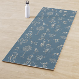 Tapete De Yoga Dogs Lady Toile de Jouy Dark Turquoise