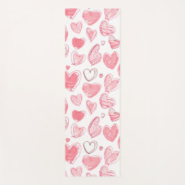 Tapete De Yoga Doodle Hearts On White