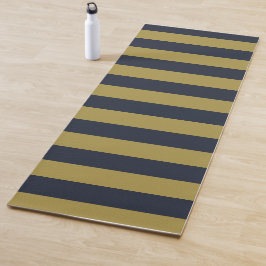 Tapete De Yoga Dourado Elegante e Marinho - faixas verticais azui