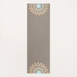 Tapete De Yoga Dourado Lotus Mandala Taupe