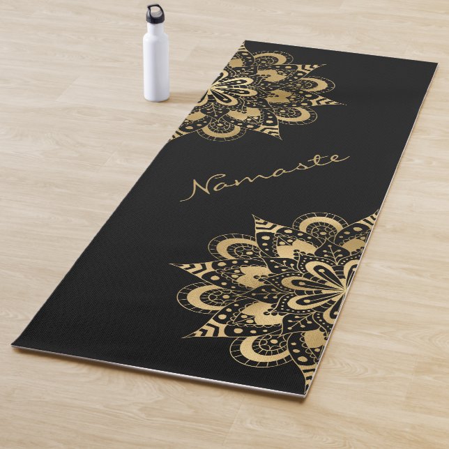 Tapete De Yoga Dourado Mandala Script Namaste (In Situ)