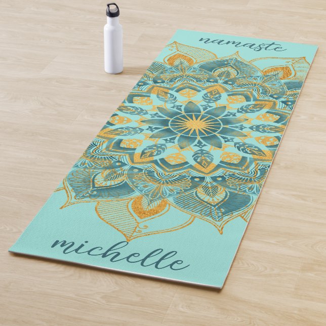 Tapete De Yoga Dourado Mandala Yoga Mat (In Situ)