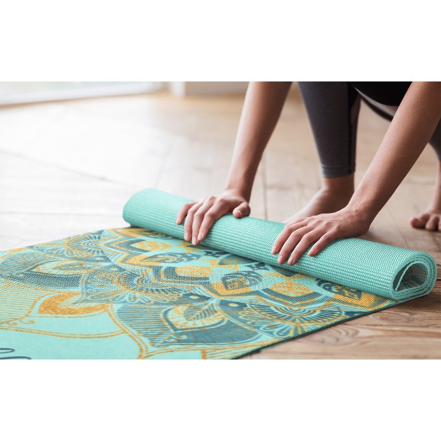 Tapete De Yoga Dourado Mandala Yoga Mat (Gold Mandala Yoga Mat)