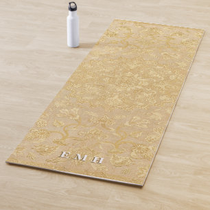 Tapete De Yoga Dourado Medalhão Personalizado Stripe Dourada Yog