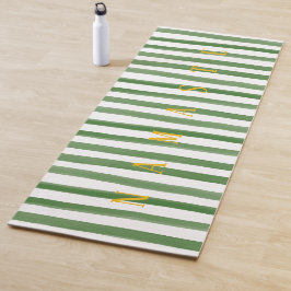 Tapete De Yoga Dourado Namaste & Green and White Watercolor Strip