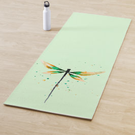 Tapete De Yoga Dragonfly watercolor art serena natureza verde