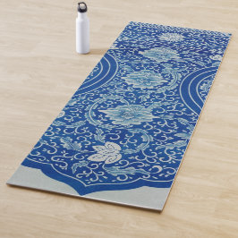 Tapete De Yoga Dreamy Blue Lotus Vintage Chinoiserie