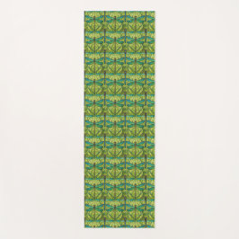 Tapete De Yoga Duas vistas de um azulejo verde e amarelo com padr