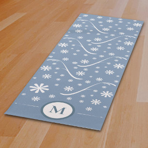 Tapete De Yoga Dusty Blue Flower Power Monograma Yoga Mat