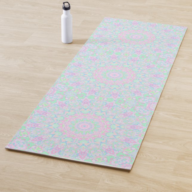 Tapete De Yoga Eclectic Boho Hippie Colorful Funky Pastel Mandala (In Situ)