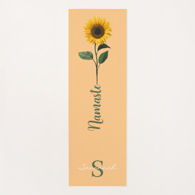 Tapete De Yoga Editable Name Sunflower Namaste (Frente)