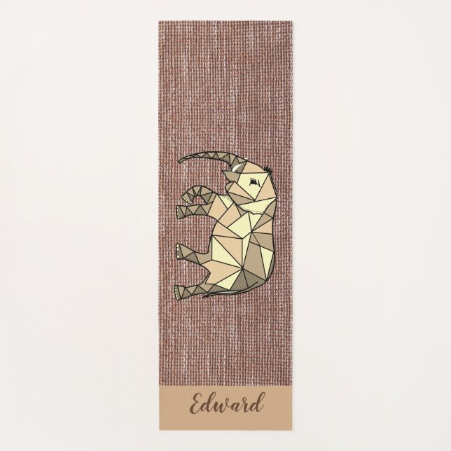 Tapete De Yoga Elefante Preto Negro Pardo Pessoal para ele (Frente)