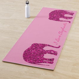 Tapete De Yoga Elefante rosa quente brilhante lantejoulas Seu tex