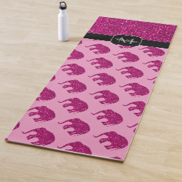 Tapete De Yoga Elefante rosa quente brilhante Monograma com lante