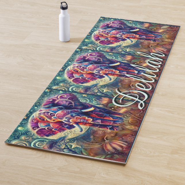 Tapete De Yoga Elefante Whimsso - Estrelas Noturnas Lua Personali (In Situ)