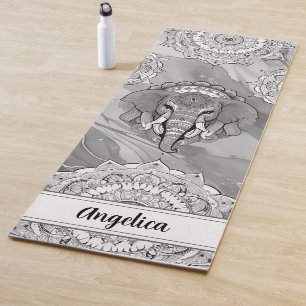 Tapete De Yoga Elefante Yoga Mat com Arte de Mandala Indiana