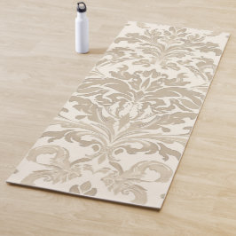 Tapete De Yoga Elegância de Marfim Barroco Damasko Clássico Antig