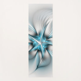 Tapete De Yoga Elegância Floral Moderna Abstrato Azul Arte Fracta