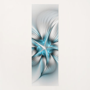 Tapete De Yoga Elegância Floral Moderna Abstrato Azul Arte Fracta