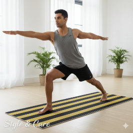 Tapete De Yoga Elegant Black and M Gold Striped Yoga Mat Design