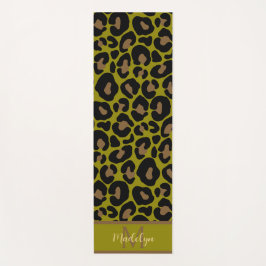 Tapete De Yoga Elegant olive green and black leopard Monogrammed 