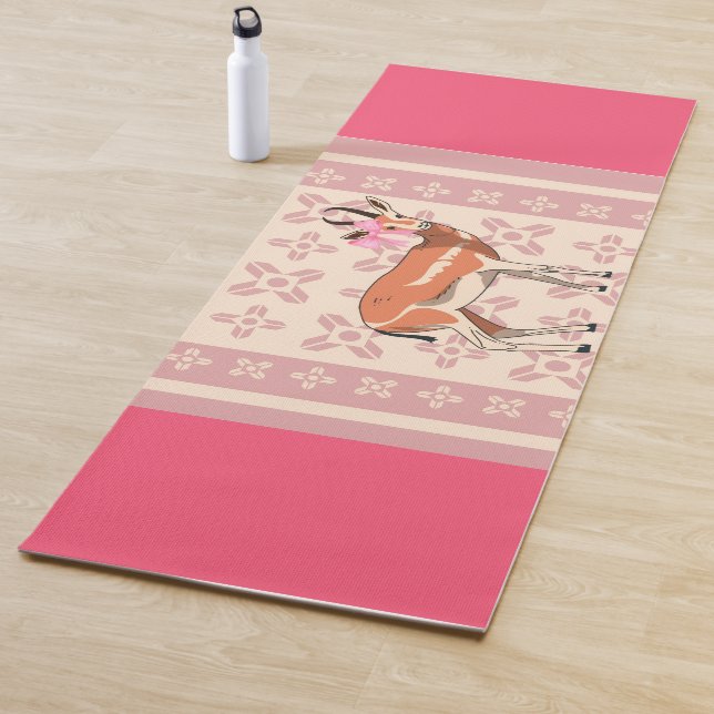 Tapete De Yoga Elegant Pink Doe-patterned Christmas  (In Situ)