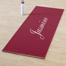 Elegante Borgonha Nome Personalizado Yoga Mat