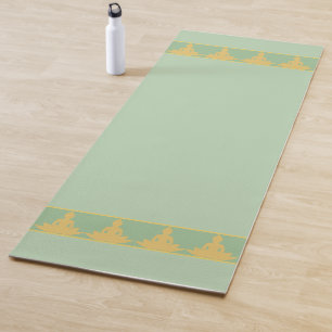 Tapete De Yoga Elegante Buda Dourado Moderno sobre Verde Louro