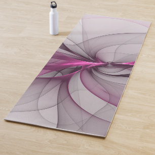 Tapete De Yoga Elegante Caos Moderno, Abstrato, Arte Fractal Rosa