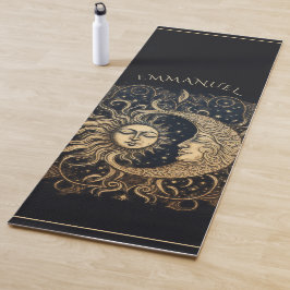 Tapete De Yoga Elegante Celestial Sun Moon Personalizado