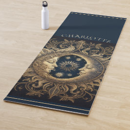 Tapete De Yoga Elegante Celestial Sun Moon Personalizado