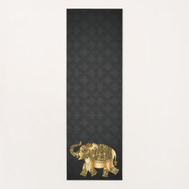 Tapete De Yoga Elegante  Damasco Dourado Paisley Elefante