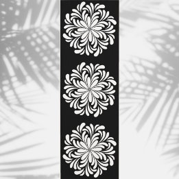 Tapete De Yoga Elegante Floral Mandala Branco e Preto