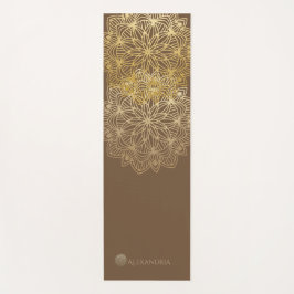 Tapete De Yoga Elegante Mandala Dourado Brown Personalizado (1 la