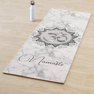 Tapete De Yoga Elegante Mandala Om Namaste em Marble