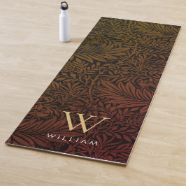 Tapete De Yoga Elegante Monograma de Padrão Botânico Boho em Terr
