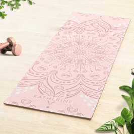 Tapete De Yoga Elegante Monogramo Blush Pink Mandala