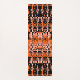 Tapete De Yoga Elegante Psicodélico Laranja Negro Tigre Impressão
