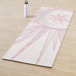 Tapete De Yoga Elegante Sun Moon Doodle Mandala White Design