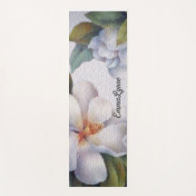 Elegante Watercolor White Magnolia Flor Seu Nome