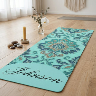 Tapete De Yoga Elegantes Mandalas Damask Zen Geometria Sagrada Ve