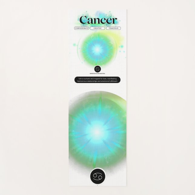 Tapete De Yoga Elemento de Água de Cota de Cancer de Sinal Zodiat (Frente)
