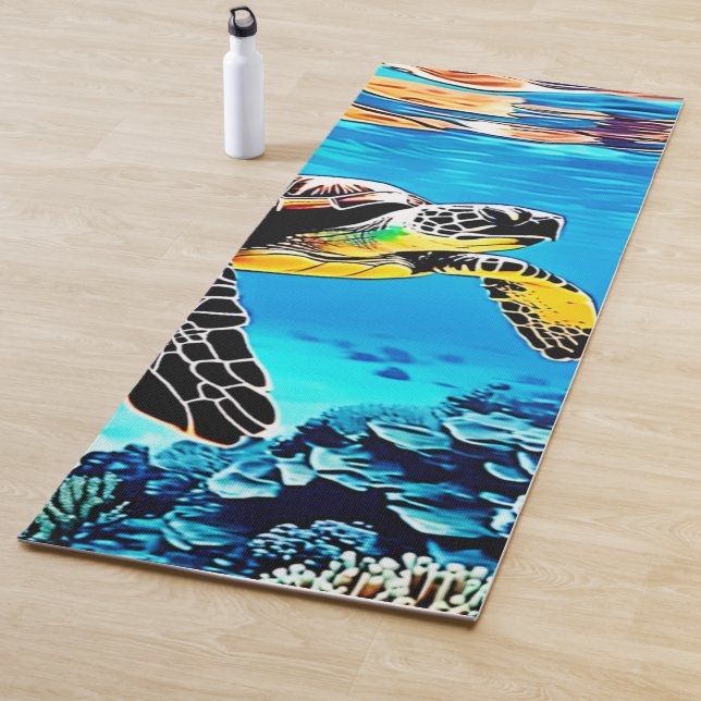 Tapete De Yoga Embraço do Oceano: Viagem da Tartaruga do Mar (In Situ)