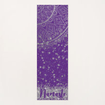 Encantando Mandala com Estrelas de Prata em Roxo