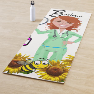 Tapete De Yoga Enfermeira de Sunflower Bumblebee Yoga Mat