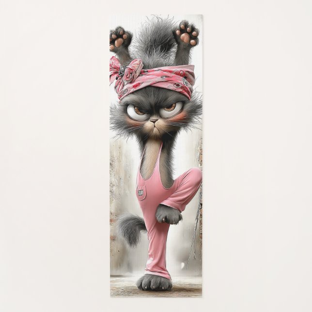 Tapete de Yoga Engraçado gato de desenho animado m (Frente)