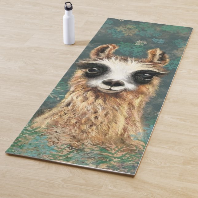 Tapete De Yoga Engraçado Yoga Mat com Curioso Bebê Llama (In Situ)