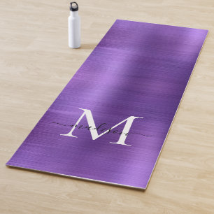 Tapete De Yoga Escuridão Roxo Escuro Monograma Metálico Bruto