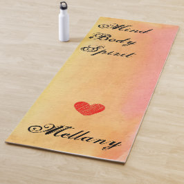 Tapete De Yoga Espírito do corpo da mente de aquarela personaliza